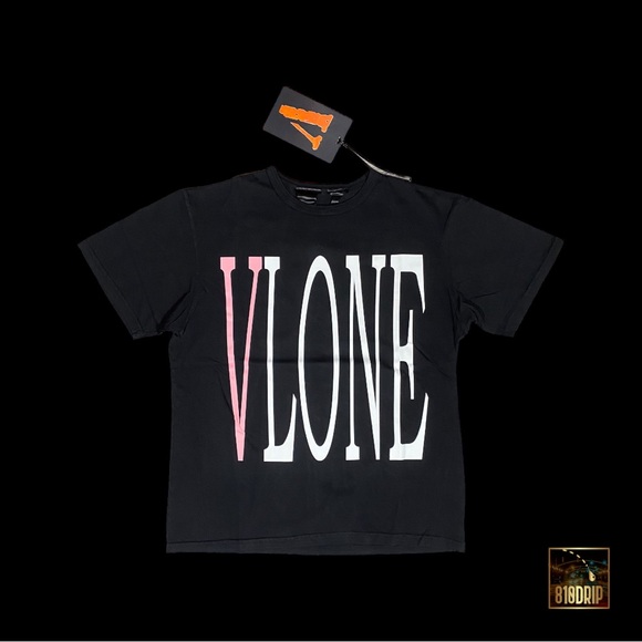 Vlone Pink Staple Tee Black (M) Authentic With Certilogo Tags - Picture 1 of 5